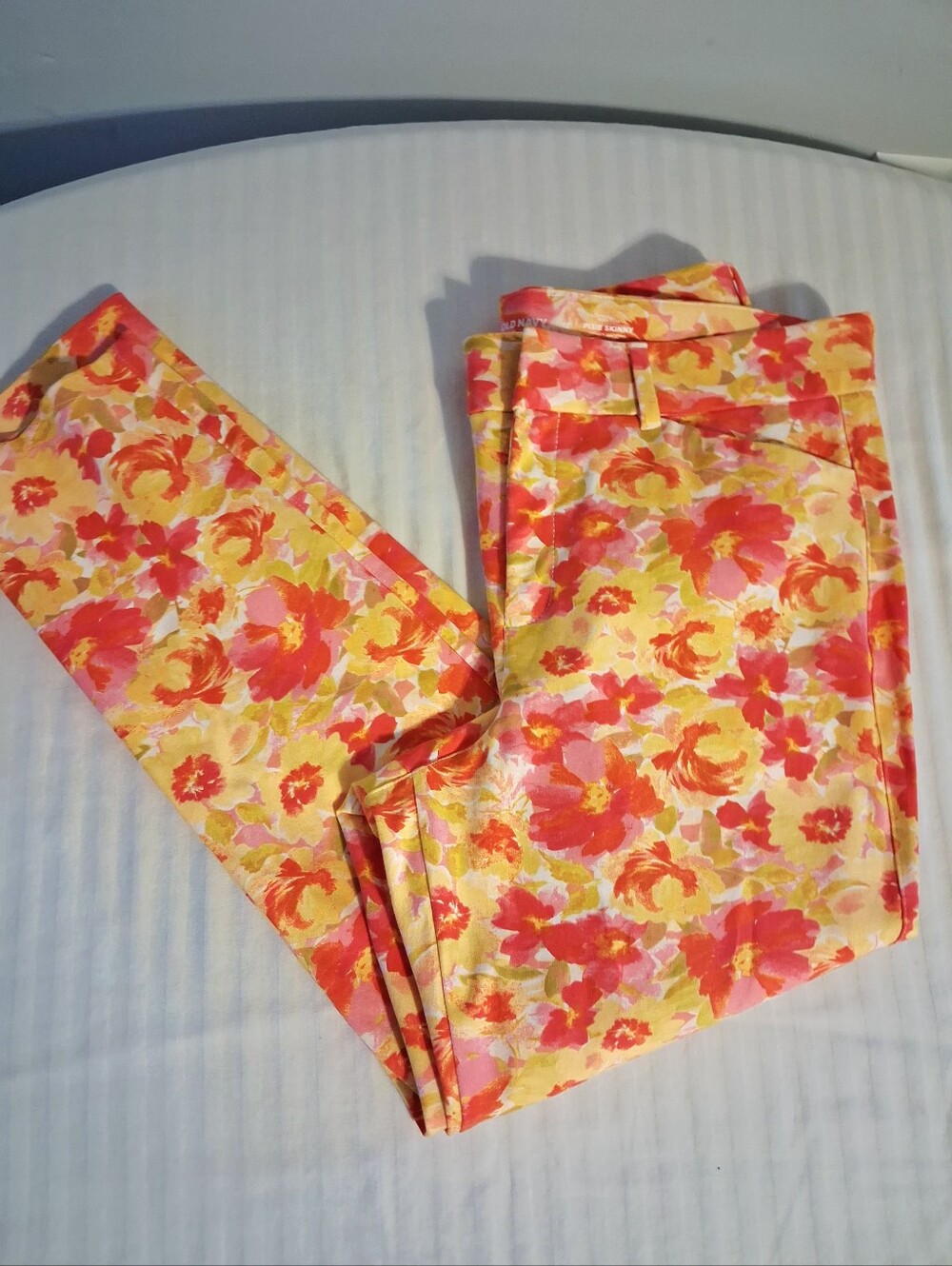 Old Navy Floral Skinny Jeans - Yellow & Pink